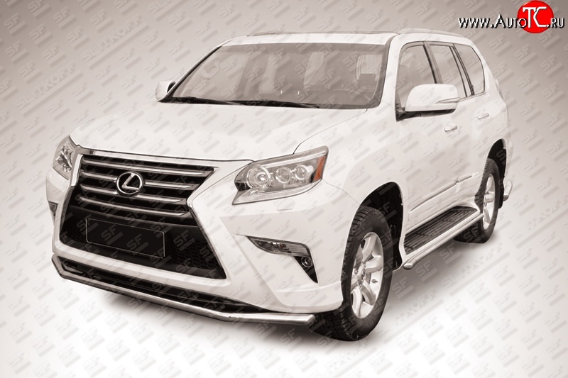 17 599 р. Одинарная защита переднего бампера из трубы диаметром 57 мм Slitkoff Lexus GX460 J150 1-ый рестайлинг (2013-2019) (Нержавейка, Полированная)  с доставкой в г. Нижний Новгород