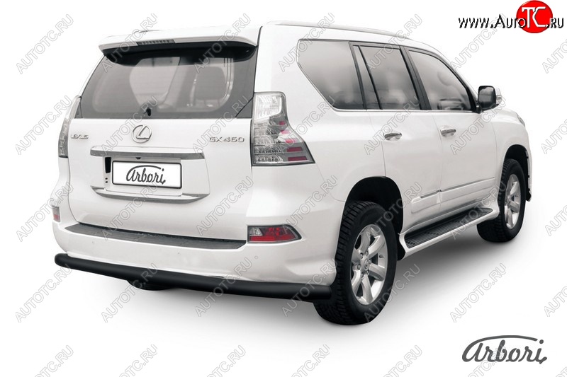 8 459 р. Защита заднего бампера Arbori (черная, 1 труба d76 mm). Lexus GX460 J150 1-ый рестайлинг (2013-2019)  с доставкой в г. Нижний Новгород