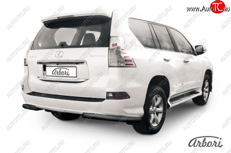 9 449 р. Защита заднего бампера Arbori (черная, 1 труба d76 mm). Lexus GX460 J150 1-ый рестайлинг (2013-2019)  с доставкой в г. Нижний Новгород