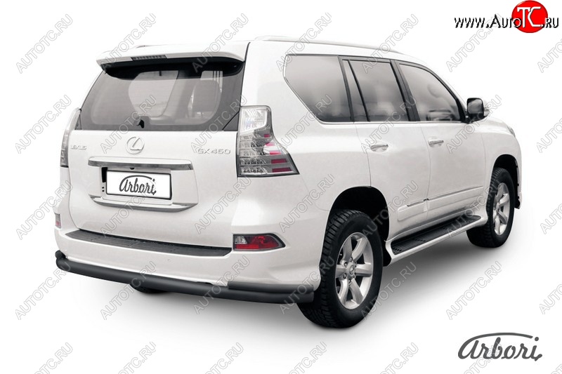 13 499 р. Защита заднего бампера Arbori (черная, 2 трубы d76 и 42 mm). Lexus GX460 J150 1-ый рестайлинг (2013-2019)  с доставкой в г. Нижний Новгород