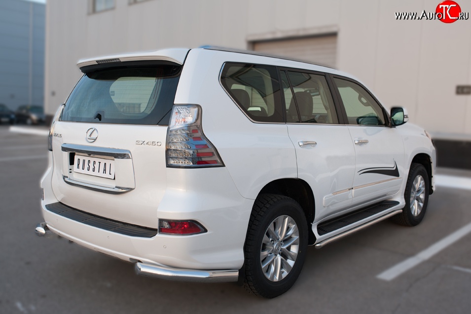 16 399 р. Защита заднего бампера (Ø76 мм уголки, нержавейка) Russtal Lexus GX460 J150 1-ый рестайлинг (2013-2019)  с доставкой в г. Нижний Новгород