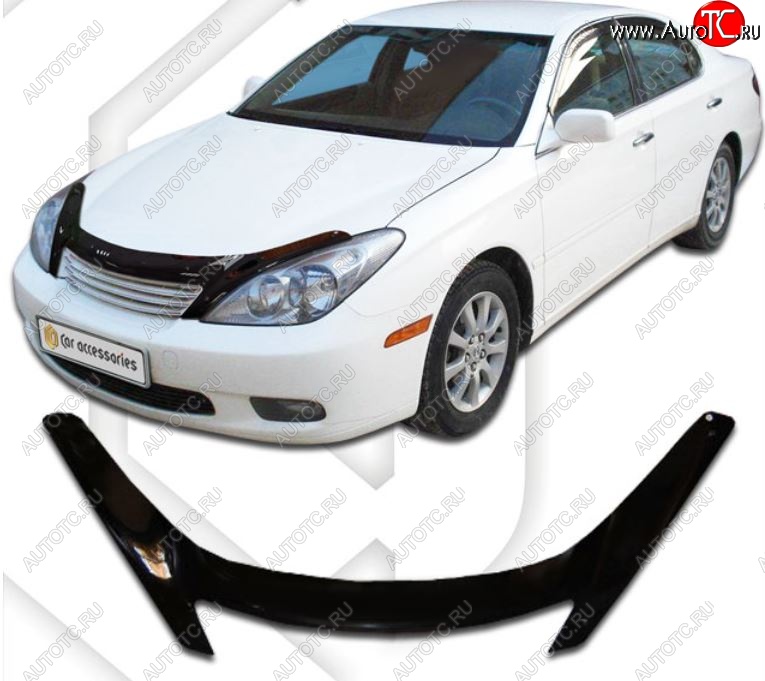 2 149 р. Дефлектор капота CA-Plastiс exclusive Lexus ES300 XV30 дорестайлинг (2001-2003) (Classic черный, Без надписи)  с доставкой в г. Нижний Новгород