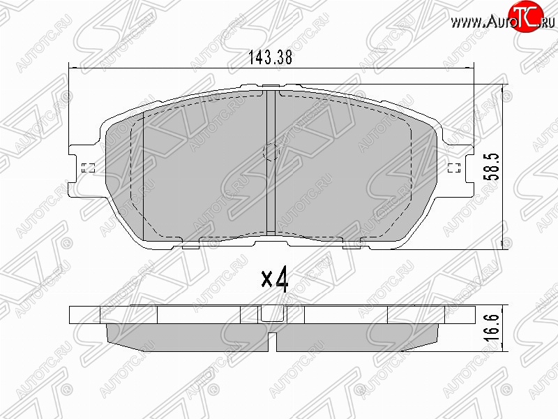 1 239 р. Комплект тормозных колодок SAT (передние, 143,38*58.5*16.6 мм)  Toyota Alphard  H10 - Sienna  XL20  с доставкой в г. Нижний Новгород