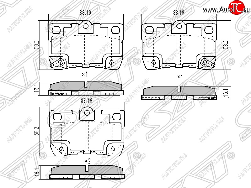 889 р. Колодки тормозные SAT (задние)  Lexus GS300  S190 (2007-2012), Toyota Crown  S180 (2003-2005), Toyota Mark X  X120 (2004-2009)  с доставкой в г. Нижний Новгород