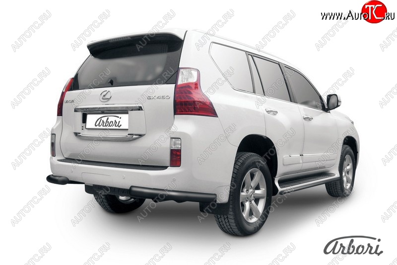 9 269 р. Защита заднего бампера Arbori (уголки, черная, 1 труба d76 mm). Lexus GX460 J150 дорестайлинг (2009-2013)  с доставкой в г. Нижний Новгород