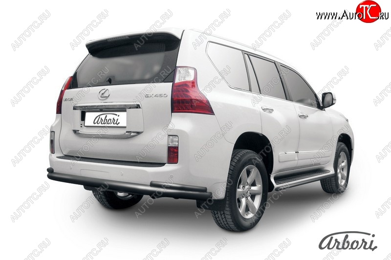 13 499 р. Защита заднего бампера Arbori (черная, 2 трубы d76 и 42 mm). Lexus GX460 J150 дорестайлинг (2009-2013)  с доставкой в г. Нижний Новгород