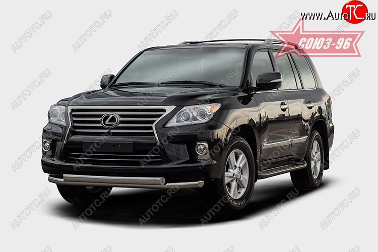 1 169 р. Защита переднего бампера двойная Souz-96 (d76/75х42). Lexus LX570 J200 1-ый рестайлинг (2012-2015)  с доставкой в г. Нижний Новгород