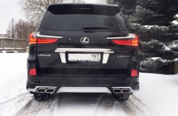 22 699 р. Накладка заднего бампера Автократ (без глушителя) Lexus LX450d J200 2-ой рестайлинг (2015-2022) (Неокрашенная)  с доставкой в г. Нижний Новгород. Увеличить фотографию 3