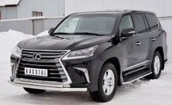 18 499 р. Защита переднего бампера (2 трубыØ63 и 42 мм, нержавейка) SLITKOFF  Lexus LX450d  J200 (2015-2022) 2-ой рестайлинг  с доставкой в г. Нижний Новгород. Увеличить фотографию 2