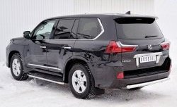 12 999 р. Защита заднего бампера (Ø63 мм, нержавейка, NOT F-SPORT/HERITAGE) SLITKOFF Lexus LX450d J200 2-ой рестайлинг (2015-2022)  с доставкой в г. Нижний Новгород. Увеличить фотографию 2