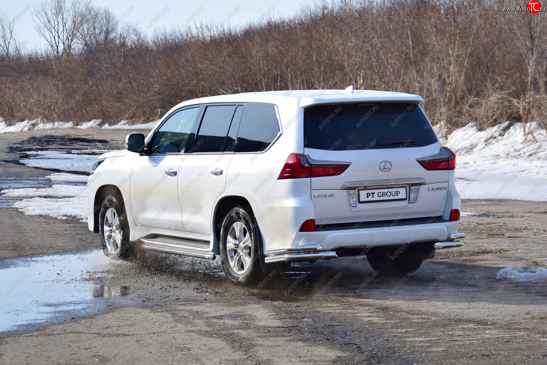 24 999 р. Защита заднего бампера Petroil Tuning (уголки двойные, d63/51) Lexus LX450d J200 2-ой рестайлинг (2015-2022) (Нержавеющая полированная сталь)  с доставкой в г. Нижний Новгород