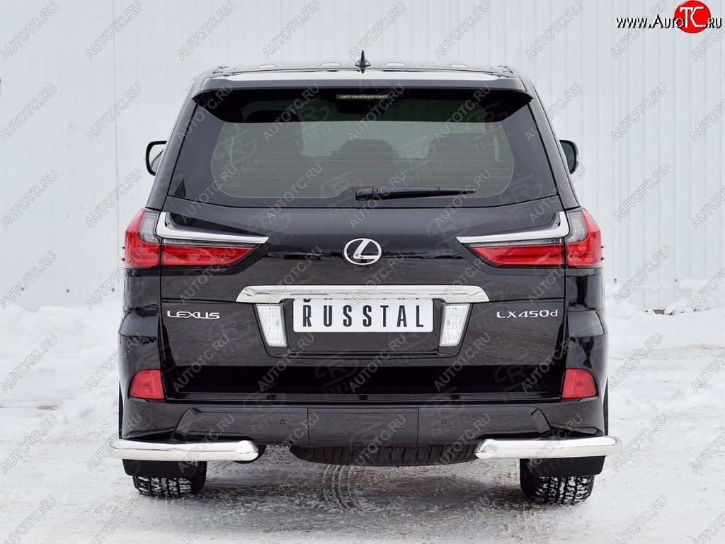 18 499 р. Защита заднего бампера (Ø76 мм уголки, нержавейка) SLITKOFF Lexus LX450d J200 2-ой рестайлинг (2015-2022)  с доставкой в г. Нижний Новгород