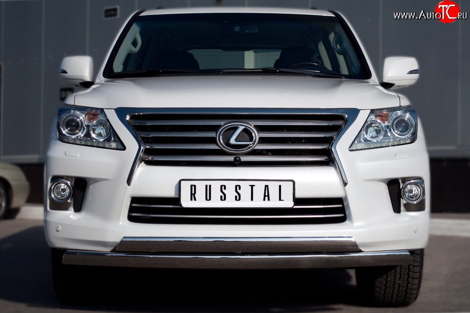 17 999 р. Защита переднего бампера (2 трубыØ75х42 мм, нержавейка) Russtal Lexus LX570 J200 дорестайлинг (2007-2012)  с доставкой в г. Нижний Новгород