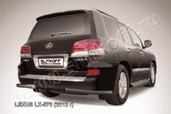 12 999 р. Защита заднего бампера из уголков d76 Slitkoff Lexus LX570 J200 1-ый рестайлинг (2012-2015) (Цвет: серебристый)  с доставкой в г. Нижний Новгород. Увеличить фотографию 1