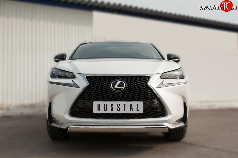 17 299 р. Защита переднего бампера (Ø75х42 мм, нержавейка, F-SPORT) Russtal Lexus NX200T Z10 (2014-2017)  с доставкой в г. Нижний Новгород