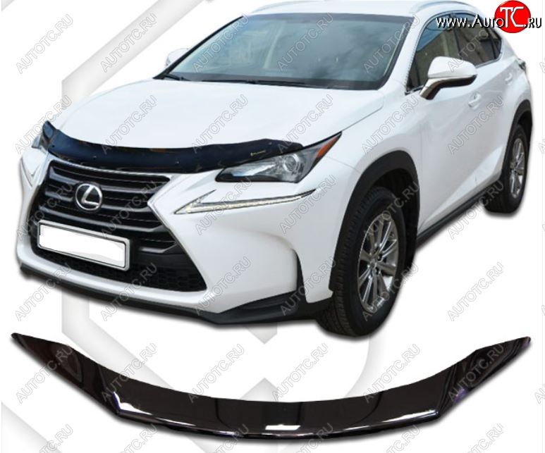 2 099 р. Дефлектор капота CA-Plastic  Lexus NX300h  Z10 (2014-2017) дорестайлинг (Classic черный, Без надписи)  с доставкой в г. Нижний Новгород