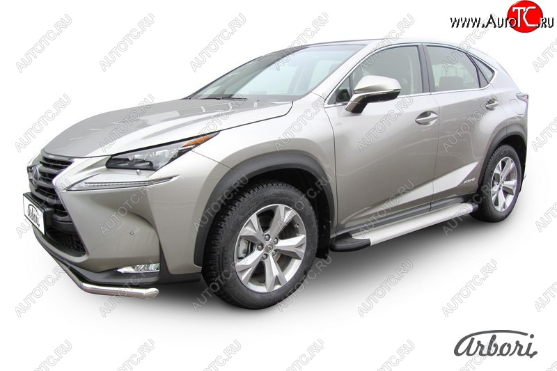 10 979 р. Порожки для ног Arbori Optima Silver Lexus NX300h Z10 дорестайлинг (2014-2017)  с доставкой в г. Нижний Новгород