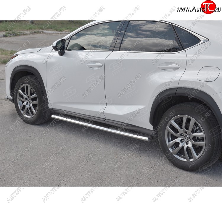 31 649 р. Пороги труба 120х60 Russtal (овал с проступью) Lexus NX300h Z10 дорестайлинг (2014-2017)  с доставкой в г. Нижний Новгород