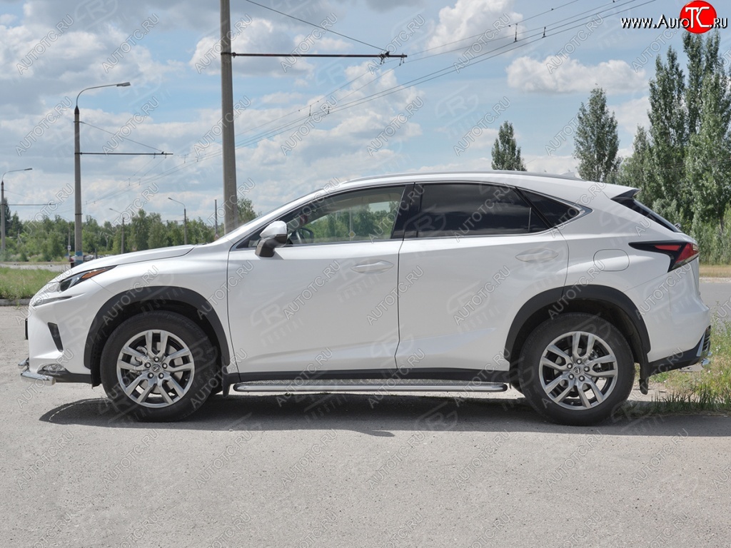 21 699 р. Порожки для ног (труба Ø42) SLITKOFF  Lexus NX300h  Z10 (2014-2017) дорестайлинг (лист алюм, проф. нерж)  с доставкой в г. Нижний Новгород