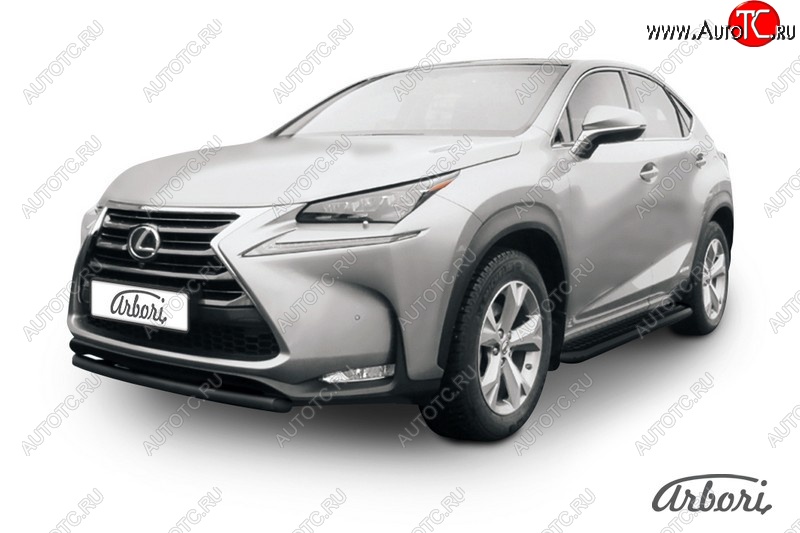 4 544 р. Защита переднего бампера Arbori (короткая, черная, 1 труба d57 mm). Lexus NX300h Z10 дорестайлинг (2014-2017)  с доставкой в г. Нижний Новгород