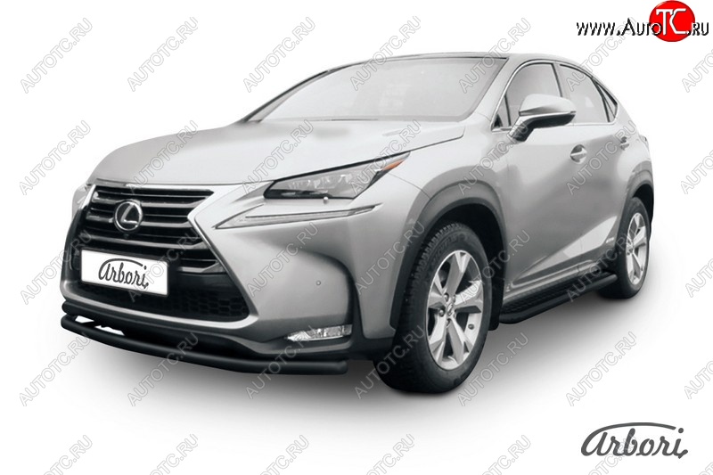 7 019 р. Защита переднего бампера Arbori (радиусная, черная, 1 труба d57 mm). Lexus NX300h Z10 дорестайлинг (2014-2017)  с доставкой в г. Нижний Новгород