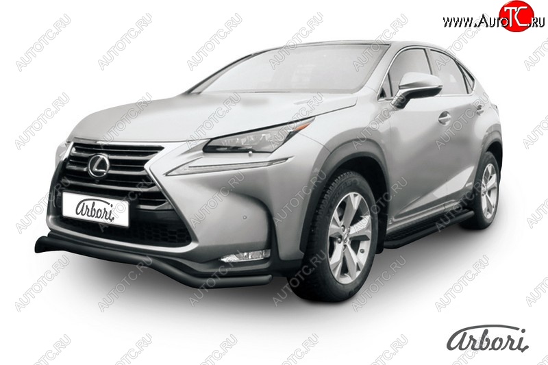 7 559 р. Защита переднего бампера Arbori (волна, черная, 1 труба d57 mm). Lexus NX300h Z10 дорестайлинг (2014-2017)  с доставкой в г. Нижний Новгород