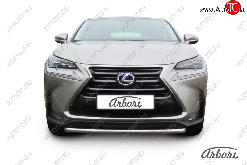 8 549 р. Защита переднего бампера Arbori (короткая, нержавейка, 1 труба d57 mm). Lexus NX300h Z10 дорестайлинг (2014-2017)  с доставкой в г. Нижний Новгород