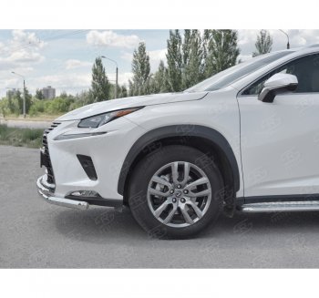 17 999 р. Защита переднего бампера (2 трубы Ø63 и 42 мм, нержавейка) SLITKOFF Lexus NX300h Z10 дорестайлинг (2014-2017)  с доставкой в г. Нижний Новгород. Увеличить фотографию 2