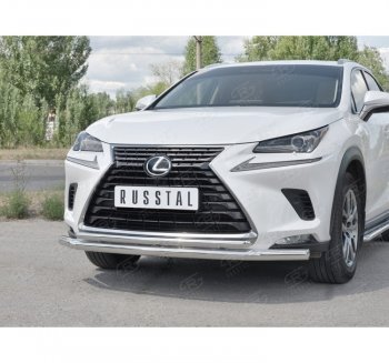 17 999 р. Защита переднего бампера (2 трубы Ø63 и 42 мм, нержавейка) SLITKOFF Lexus NX300h Z10 дорестайлинг (2014-2017)  с доставкой в г. Нижний Новгород. Увеличить фотографию 3