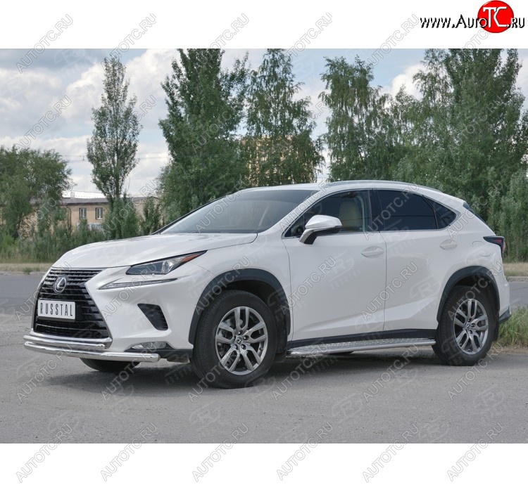 17 999 р. Защита переднего бампера (2 трубы Ø63 и 42 мм, нержавейка) SLITKOFF Lexus NX300h Z10 дорестайлинг (2014-2017)  с доставкой в г. Нижний Новгород