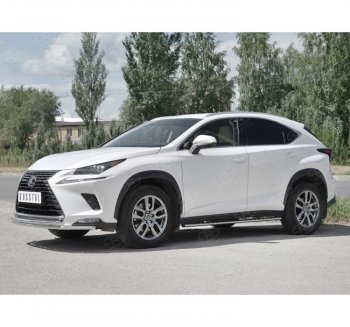 18 949 р. Защита переднего бампера (2 трубы Ø42 мм, нержавейка) SLITKOFF  Lexus NX300h  Z10 (2014-2017) дорестайлинг  с доставкой в г. Нижний Новгород. Увеличить фотографию 1