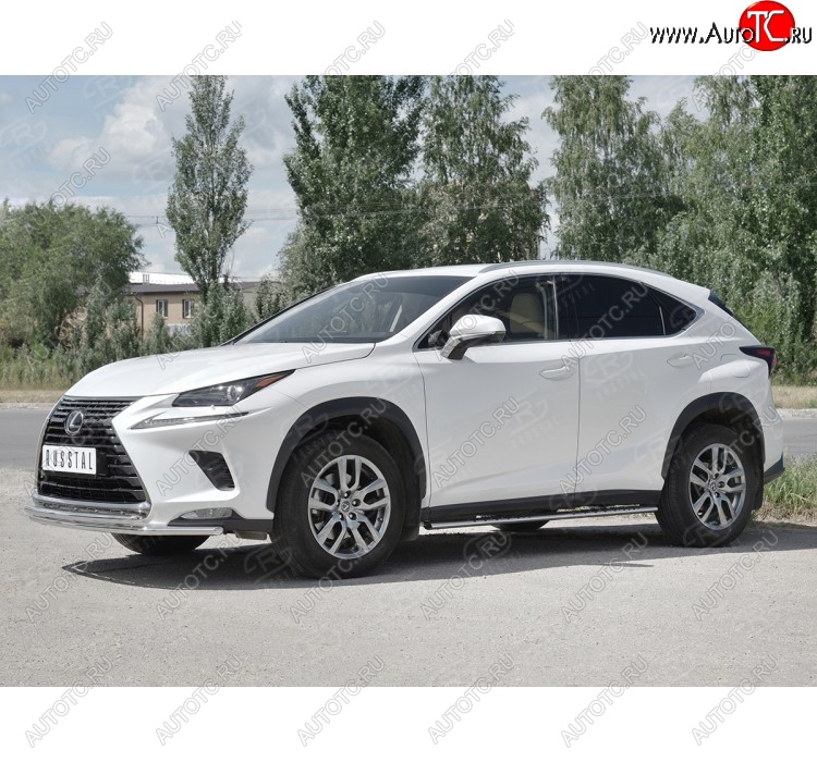 16 649 р. Защита переднего бампера (2 трубы Ø42 мм, нержавейка) SLITKOFF Lexus NX300h Z10 дорестайлинг (2014-2017)  с доставкой в г. Нижний Новгород