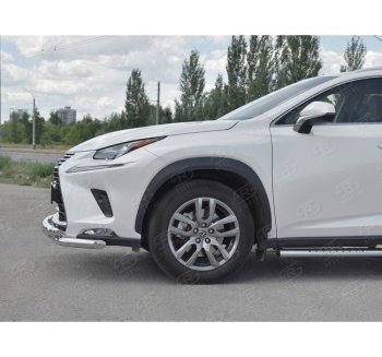 32 649 р. Защита переднего бампера (Ø63 мм с клыками, нержавейка) SLITKOFF Lexus NX300h Z10 дорестайлинг (2014-2017)  с доставкой в г. Нижний Новгород. Увеличить фотографию 2