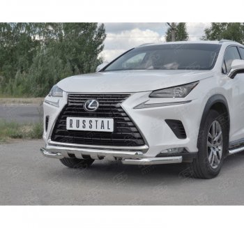 32 649 р. Защита переднего бампера (Ø63 мм с клыками, нержавейка) SLITKOFF Lexus NX300h Z10 дорестайлинг (2014-2017)  с доставкой в г. Нижний Новгород. Увеличить фотографию 3