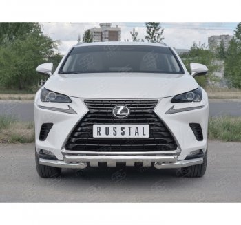 32 649 р. Защита переднего бампера (Ø63 мм с клыками, нержавейка) SLITKOFF Lexus NX300h Z10 дорестайлинг (2014-2017)  с доставкой в г. Нижний Новгород. Увеличить фотографию 4