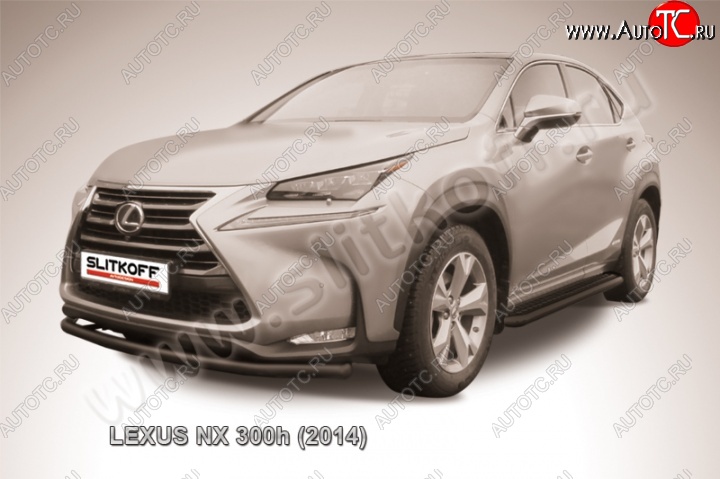 8 299 р. Защита переднего бампера из трубы d57 Slitkoff (радиусная) Lexus NX300h Z10 дорестайлинг (2014-2017) (Цвет: серебристый)  с доставкой в г. Нижний Новгород