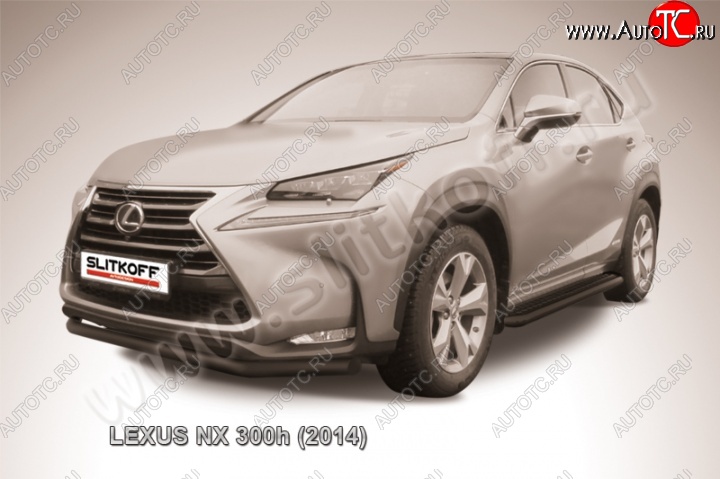 7 999 р. Защита переднего бампера из трубы d57 Slitkoff (дуга) Lexus NX300h Z10 дорестайлинг (2014-2017) (Цвет: серебристый)  с доставкой в г. Нижний Новгород