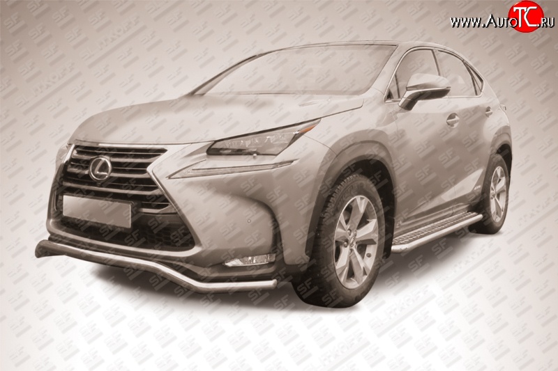 12 999 р. Фигурная защита переднего бампера диаметром 57 мм Slitkoff  Lexus NX300h  Z10 (2014-2017) дорестайлинг (Нержавейка, Полированная)  с доставкой в г. Нижний Новгород