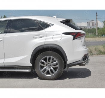 17 349 р. Защита заднего бампера (2 трубы Ø63 и 42 мм, нержавейка) SLITKOFF  Lexus NX300h  Z10 (2014-2017) дорестайлинг  с доставкой в г. Нижний Новгород. Увеличить фотографию 2