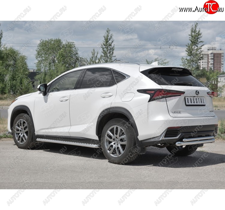 17 349 р. Защита заднего бампера (2 трубы Ø63 и 42 мм, нержавейка) SLITKOFF  Lexus NX300h  Z10 (2014-2017) дорестайлинг  с доставкой в г. Нижний Новгород