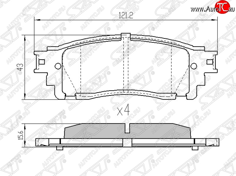 1 299 р. Колодки тормозные SAT (задние) Lexus NX200T Z10 (2014-2017)  с доставкой в г. Нижний Новгород