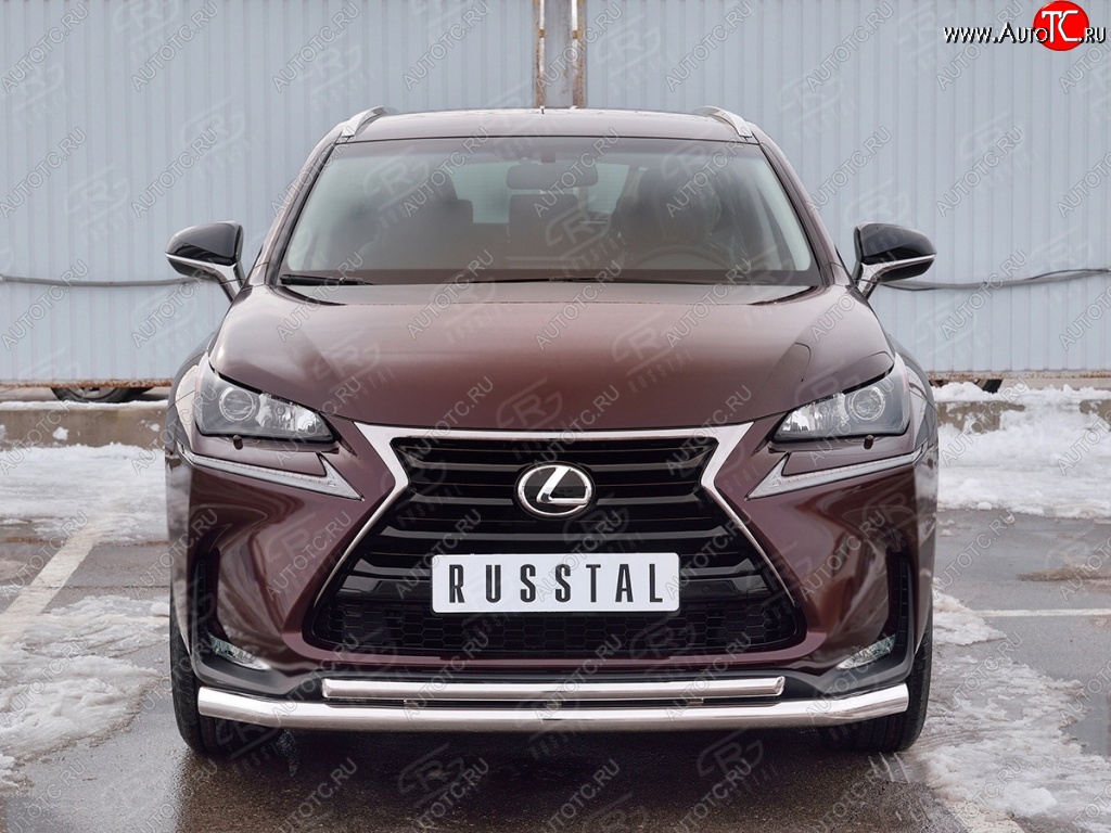 19 799 р. Защита переднего бампера (2 трубыØ63 и 42 мм, нержавейка) Russtal Lexus NX200 Z10 дорестайлинг (2014-2017)  с доставкой в г. Нижний Новгород