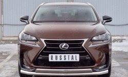 21 349 р. Защита переднего бампера (2 трубыØ63 и 75х42 мм, нержавейка) Russtal  Lexus NX200  Z10 (2014-2017) дорестайлинг  с доставкой в г. Нижний Новгород. Увеличить фотографию 1