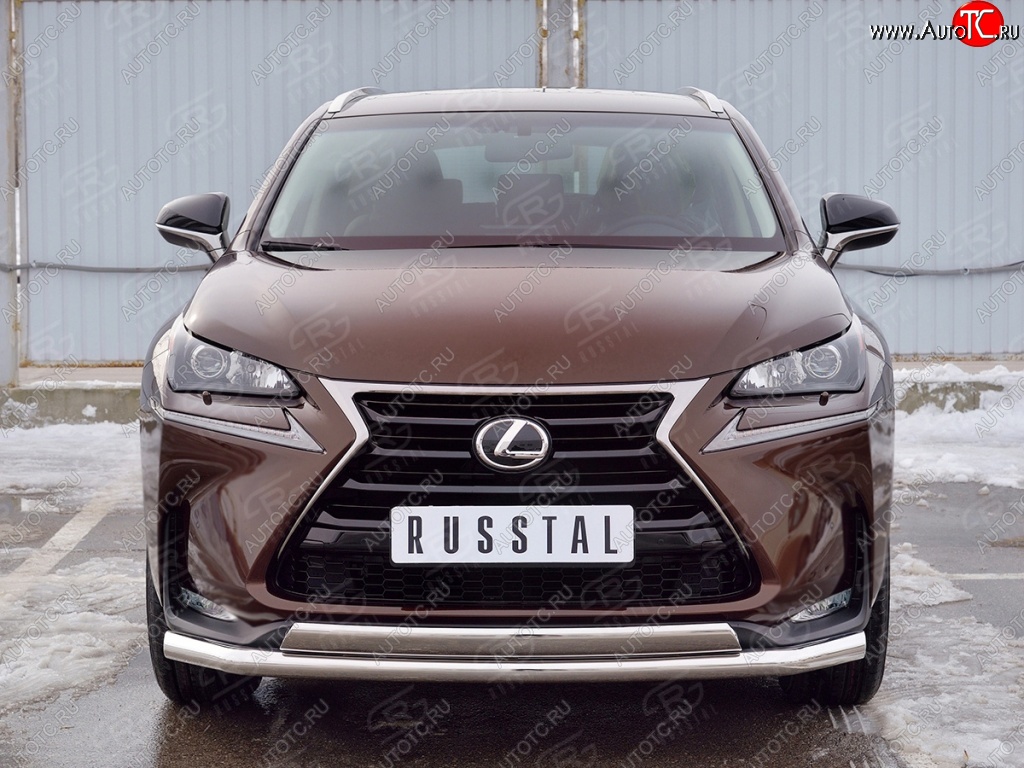 21 349 р. Защита переднего бампера (2 трубыØ63 и 75х42 мм, нержавейка) Russtal Lexus NX200 Z10 дорестайлинг (2014-2017)  с доставкой в г. Нижний Новгород