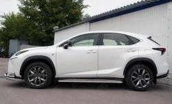 24 599 р. Порожки для ног (Ø42) Russtal Lexus NX200 Z10 дорестайлинг (2014-2017) (лист - алюминий, профиль - нержавейка)  с доставкой в г. Нижний Новгород. Увеличить фотографию 2