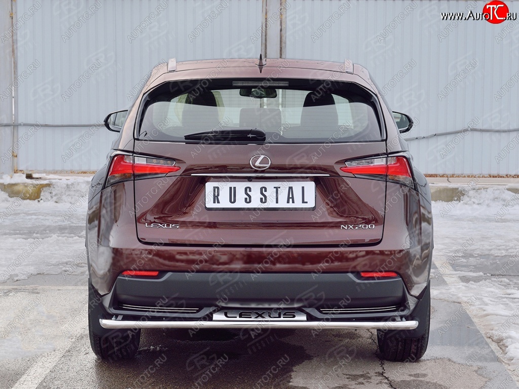 18 549 р. Защита заднего бампера (Ø42 мм с надписью, нержавейка) Russtal Lexus NX200 Z10 дорестайлинг (2014-2017)  с доставкой в г. Нижний Новгород