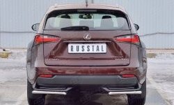 Защита заднего бампера (Ø42 мм уголки, нержавейка) Russtal Lexus NX200 Z10 дорестайлинг (2014-2017)