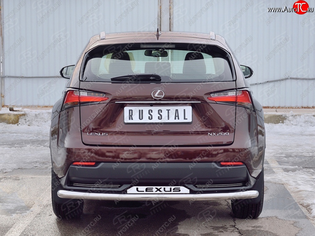 19 999 р. Защита заднего бампера (Ø63 мм с надписью, нержавейка) Russtal Lexus NX200 Z10 дорестайлинг (2014-2017)  с доставкой в г. Нижний Новгород