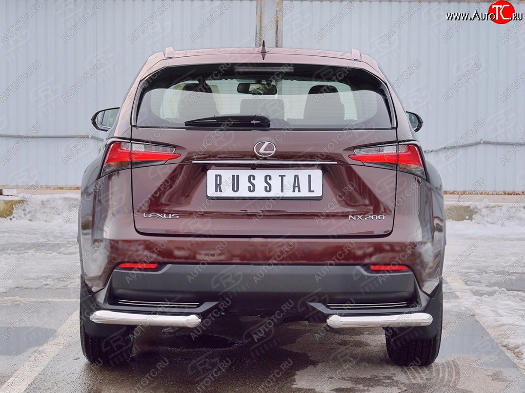 17 799 р. Защита заднего бампера (Ø63 мм уголки, нержавейка) Russtal Lexus NX200 Z10 дорестайлинг (2014-2017)  с доставкой в г. Нижний Новгород