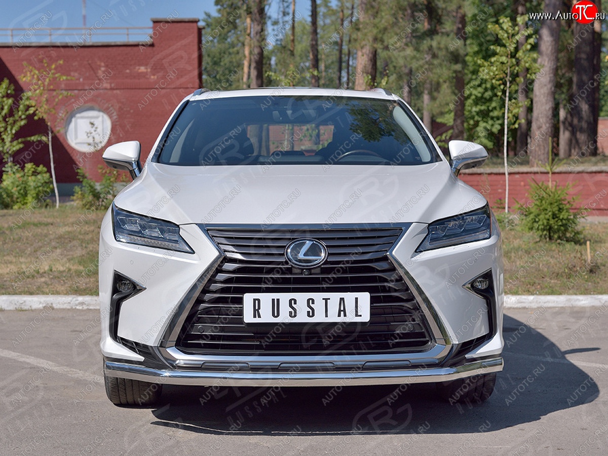 20 099 р. Защита переднего бампера (Ø63 мм, нержавейка, кроме F-Sport) SLITKOFF Lexus RX350L AL20 рестайлинг (2019-2022)  с доставкой в г. Нижний Новгород